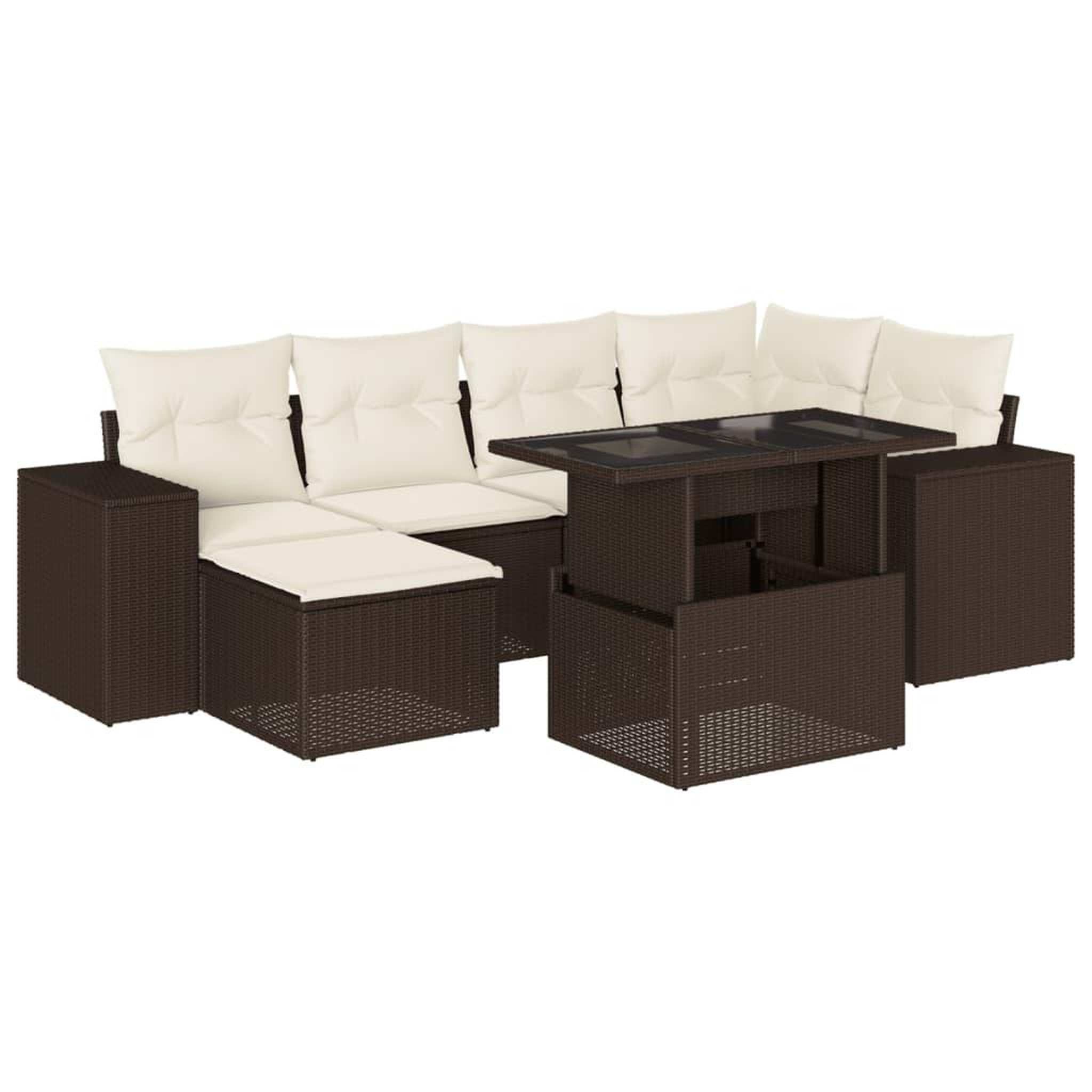 Voir la diapositive 2 : VIDAXL Salon de jardin avec coussins 7 pcs marron resine tressee
