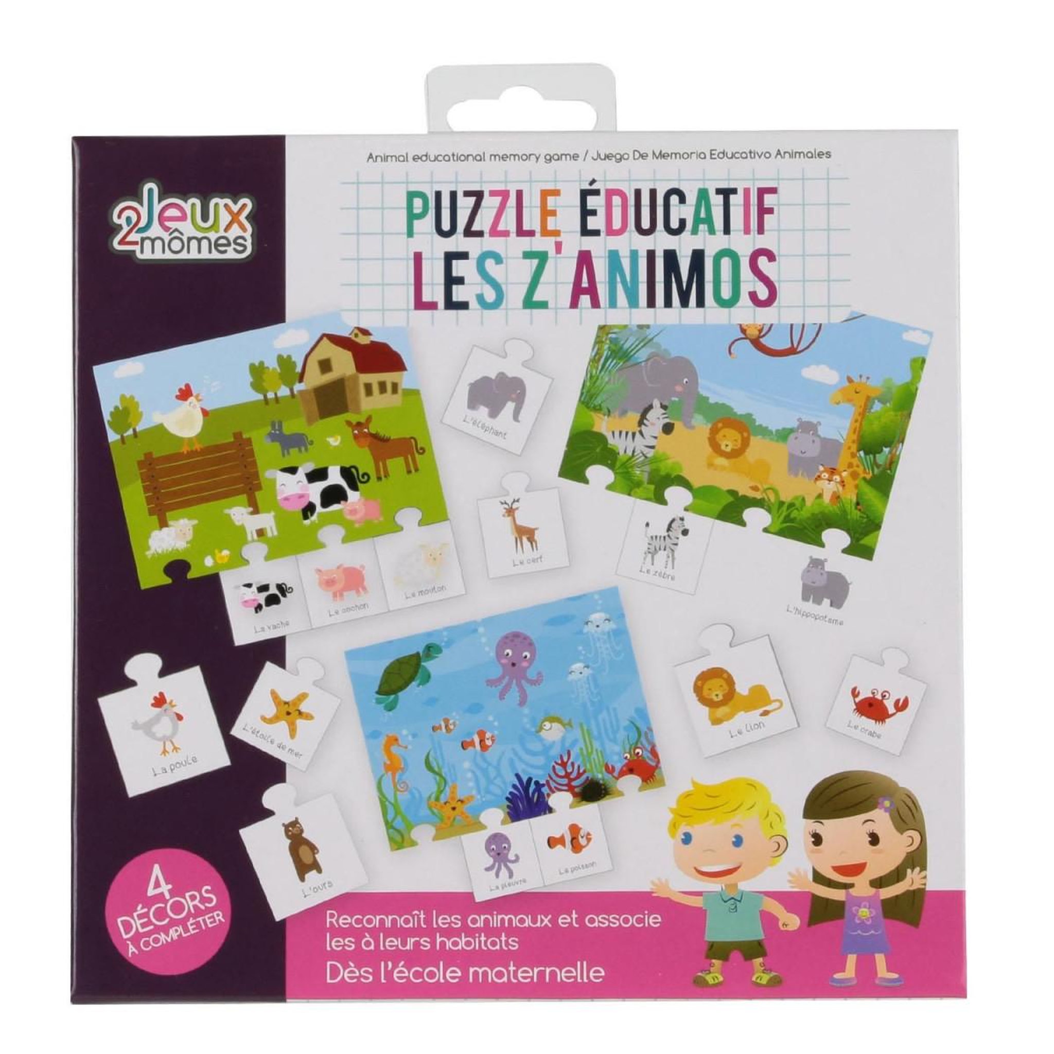Jeux 2 momes Jeu de société educatif  animaux  16cm multicolore