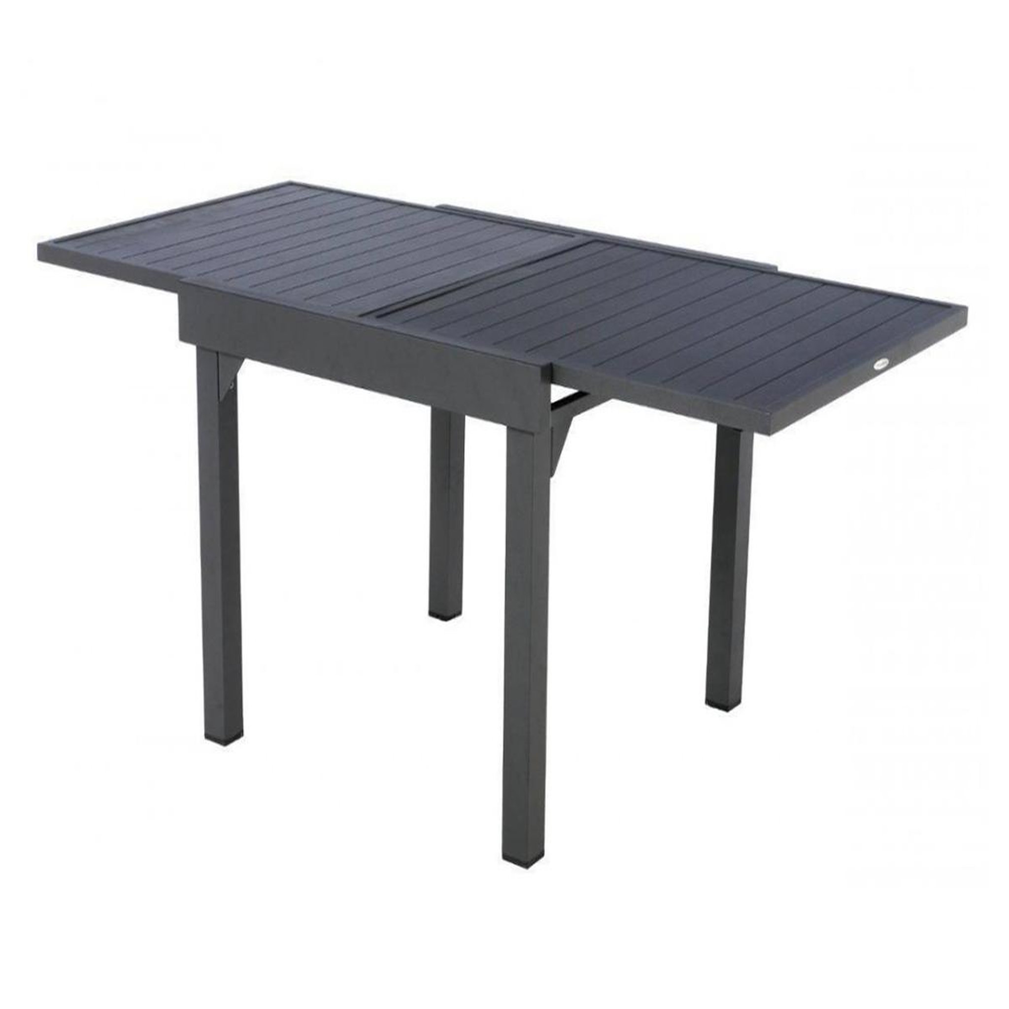HESPERIDE Table extensible carrée alu Piazza 4/8 places Graphite - Hespéride