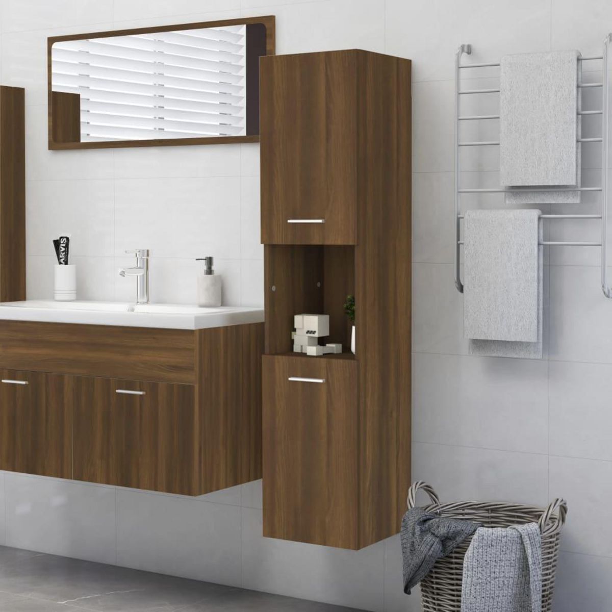 VIDAXL Armoire de bain Chene marron 30x30x130 cm Bois d'ingenierie