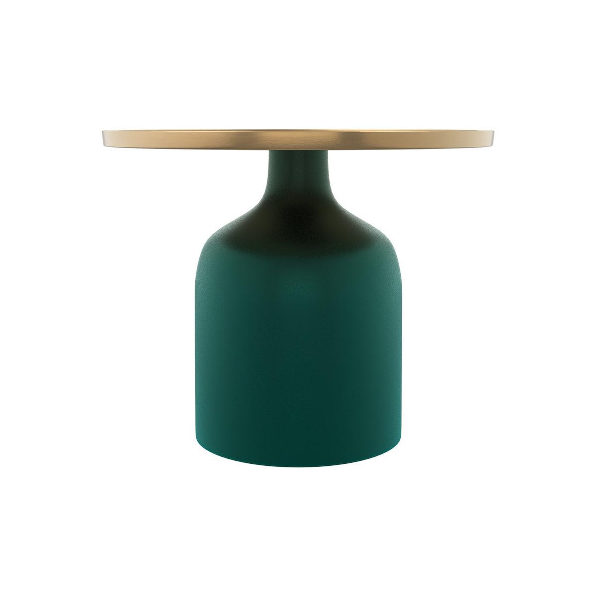 Voir la diapositive 3 : MAISON PAVANE Table d'appoint ronde en métal vert et laiton d49 cm-lyne