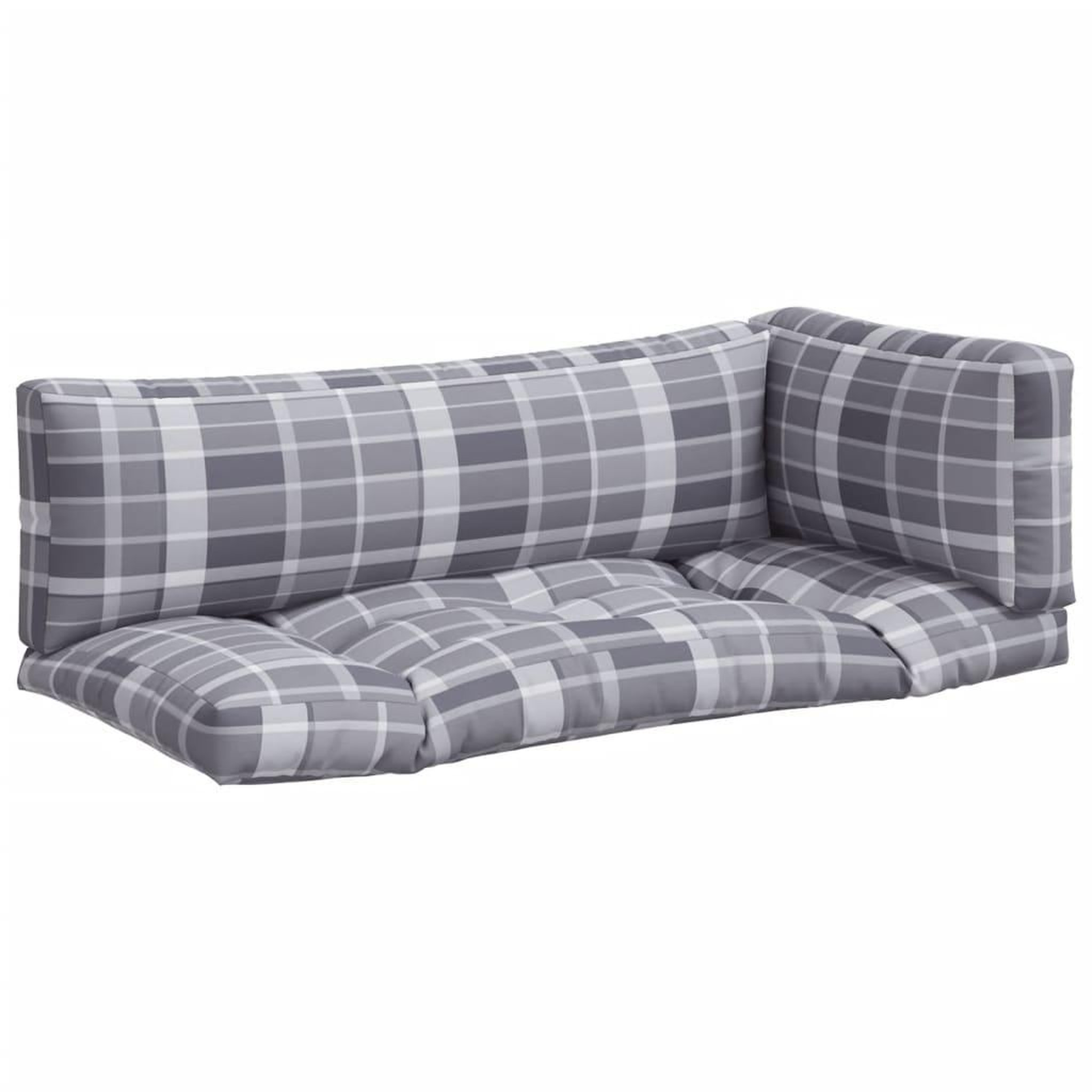 Voir la diapositive 2 : VIDAXL Coussins de palette lot de 3 motif a carreaux gris tissu