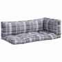 Voir la diapositive 2 : VIDAXL Coussins de palette lot de 3 motif a carreaux gris tissu