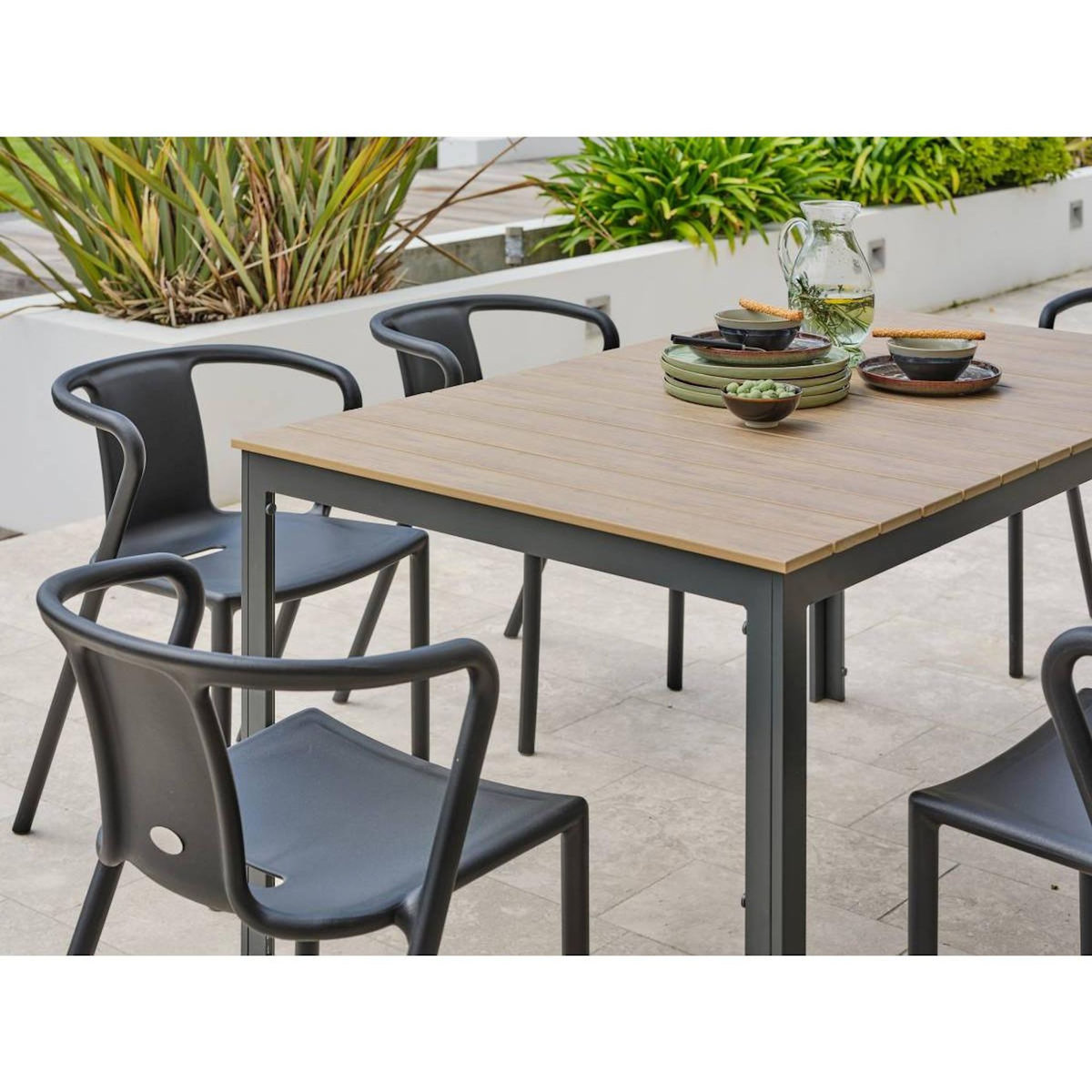 Paris Prix Ensemble Table de Jardin & 6 Fauteuils  Boston & Diego  150cm Gris Anthracite