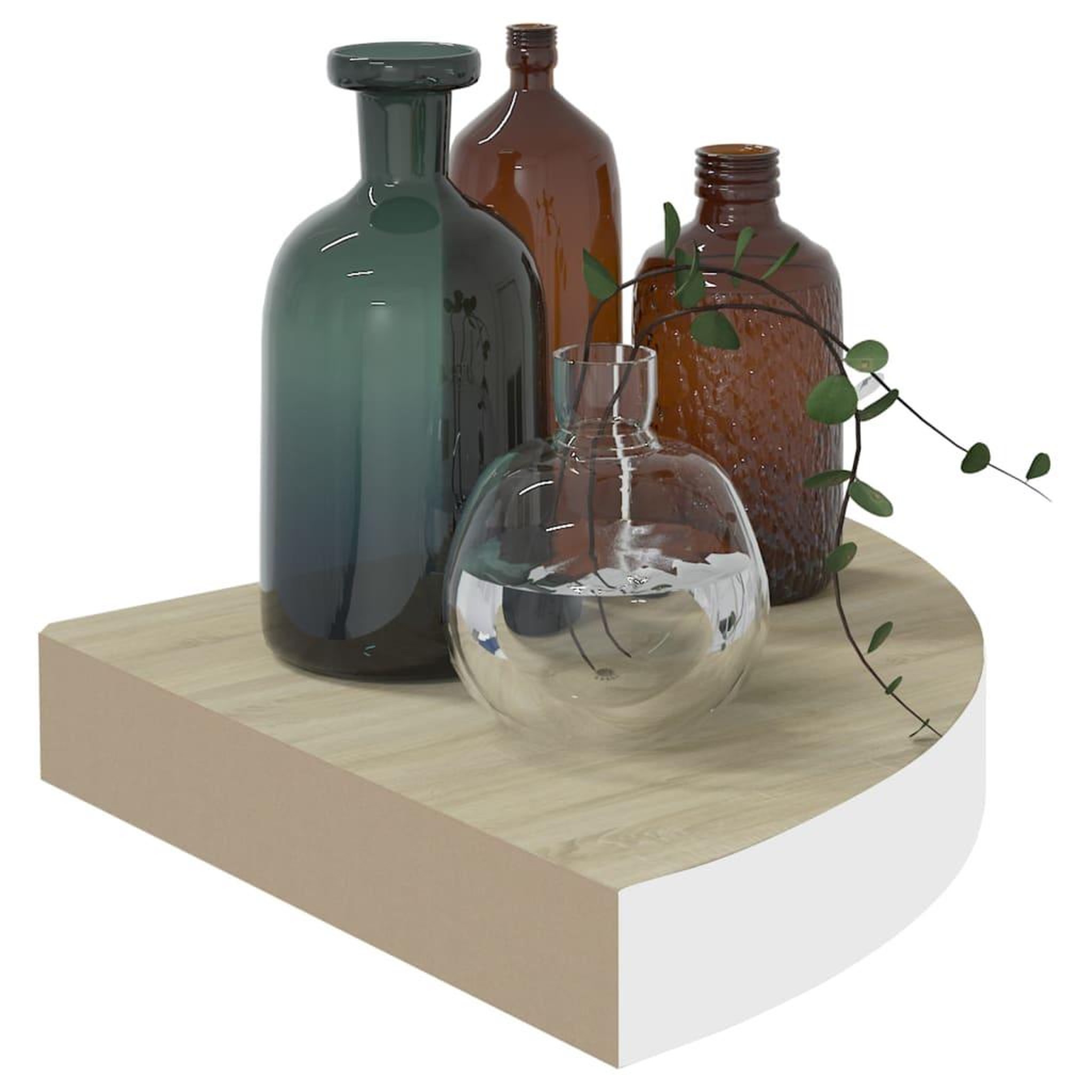 Voir la diapositive 3 : VIDAXL Etagere d'angle murale Chene et blanc 25x25x3,8 cm MDF