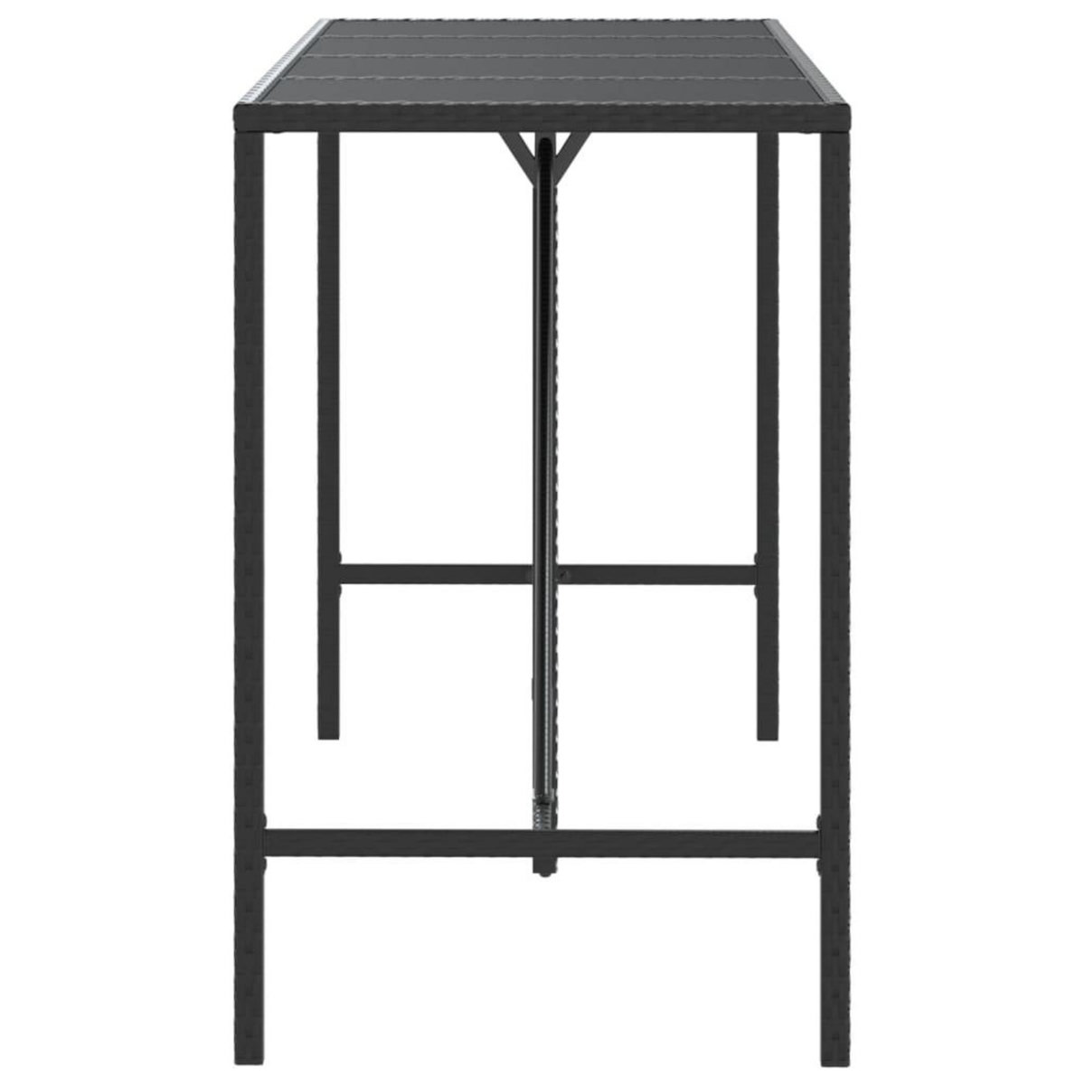 VIDAXL Table de bar et dessus en verre noir 180x70x110 cm poly rotin