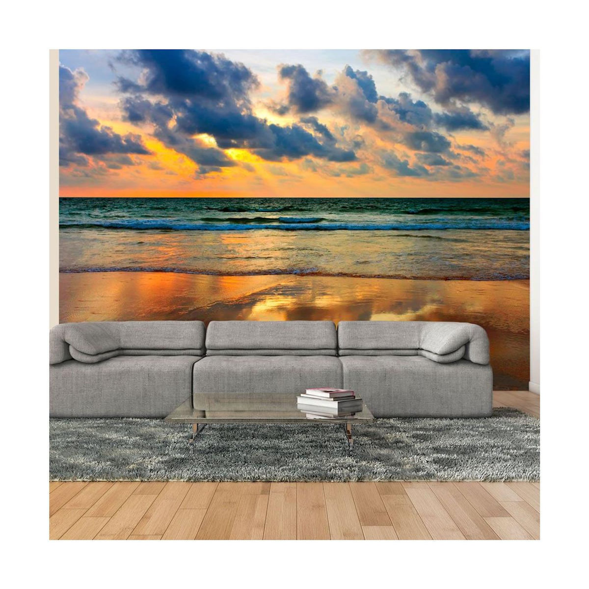Paris Prix Papier Peint  Coucher de Soleil Coloré sur la Mer