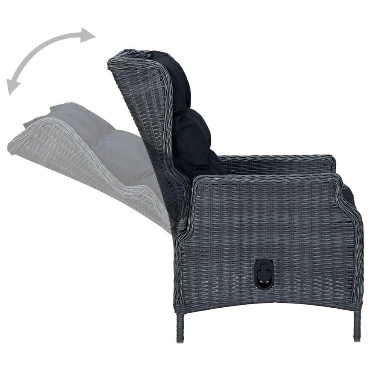 VIDAXL Chaise inclinable de jardin coussins Resine tressee Gris fonce