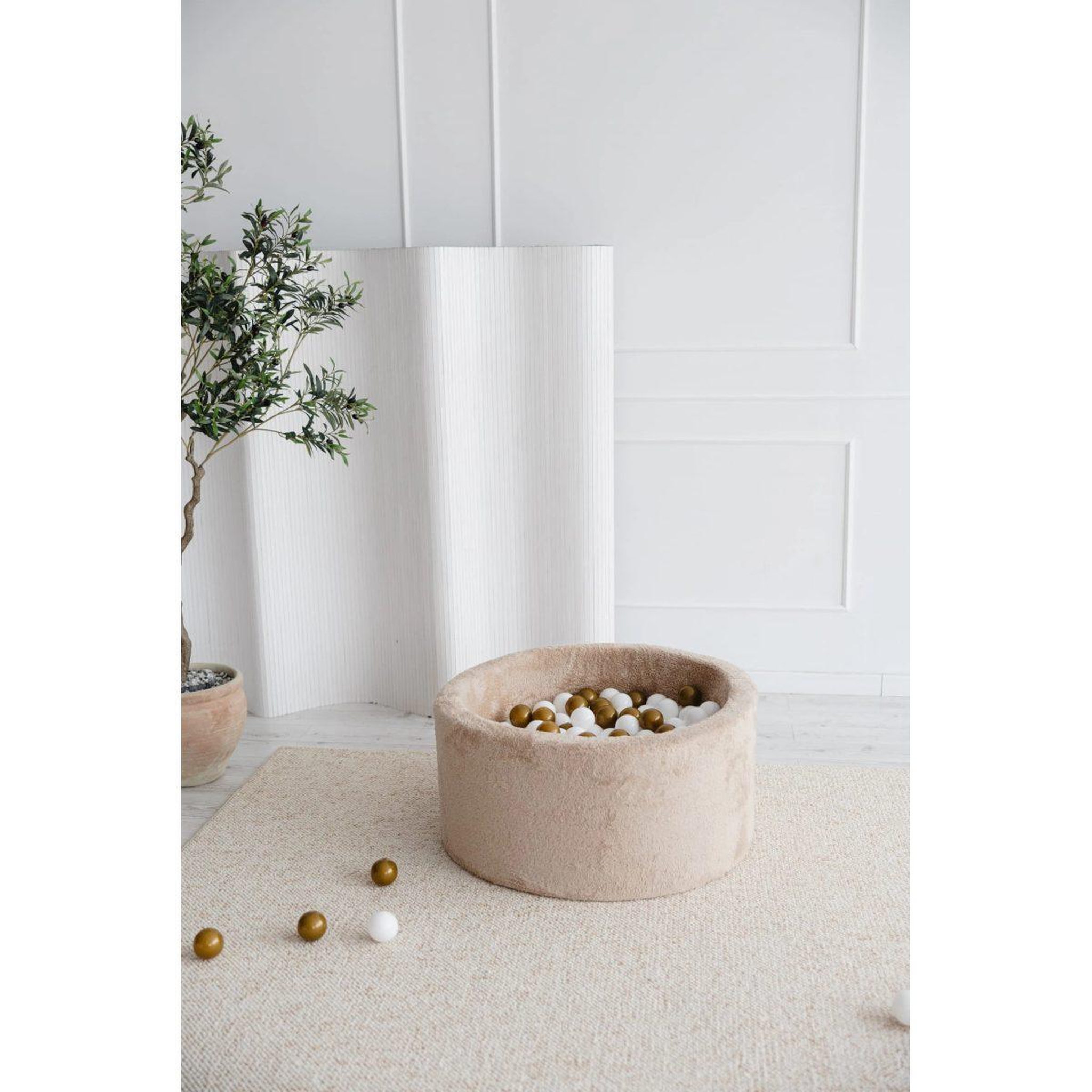Voir la diapositive 2 : MONIO FOR KIDS Piscine à balles ronde 90 x 40 cm avec 300 balles — Beige