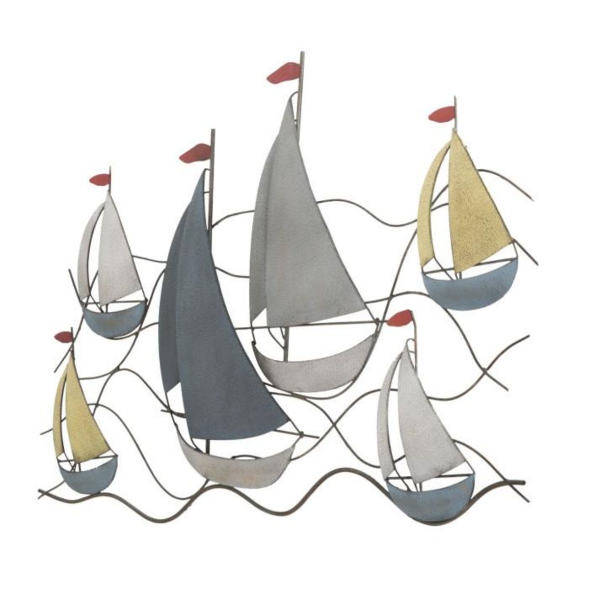 Paris Prix Déco Murale en Métal  Bateaux en Mer  114cm Multicolore