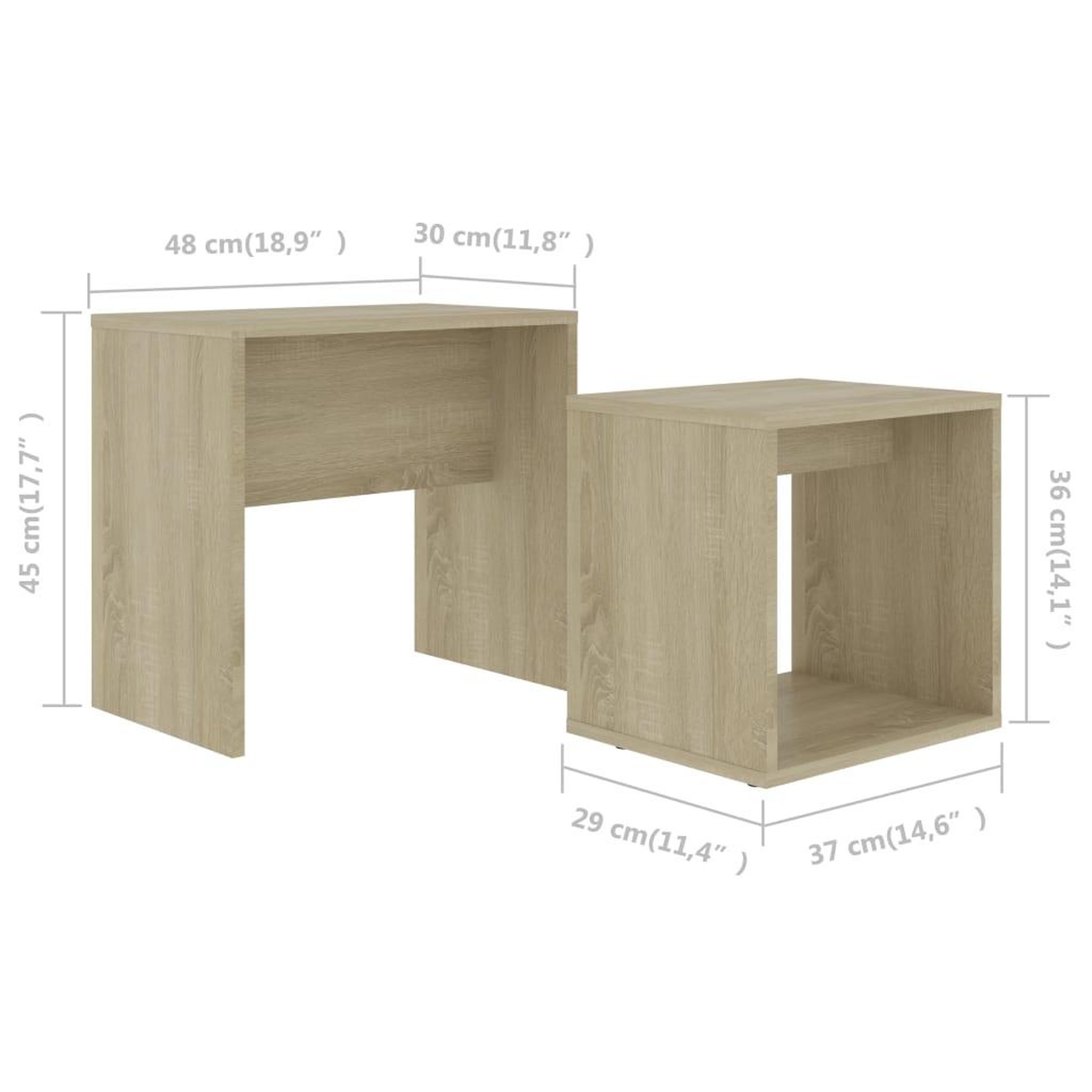 Voir la diapositive 6 : VIDAXL Ensemble de table basse Chene sonoma 48x30x45cm Bois ingenierie