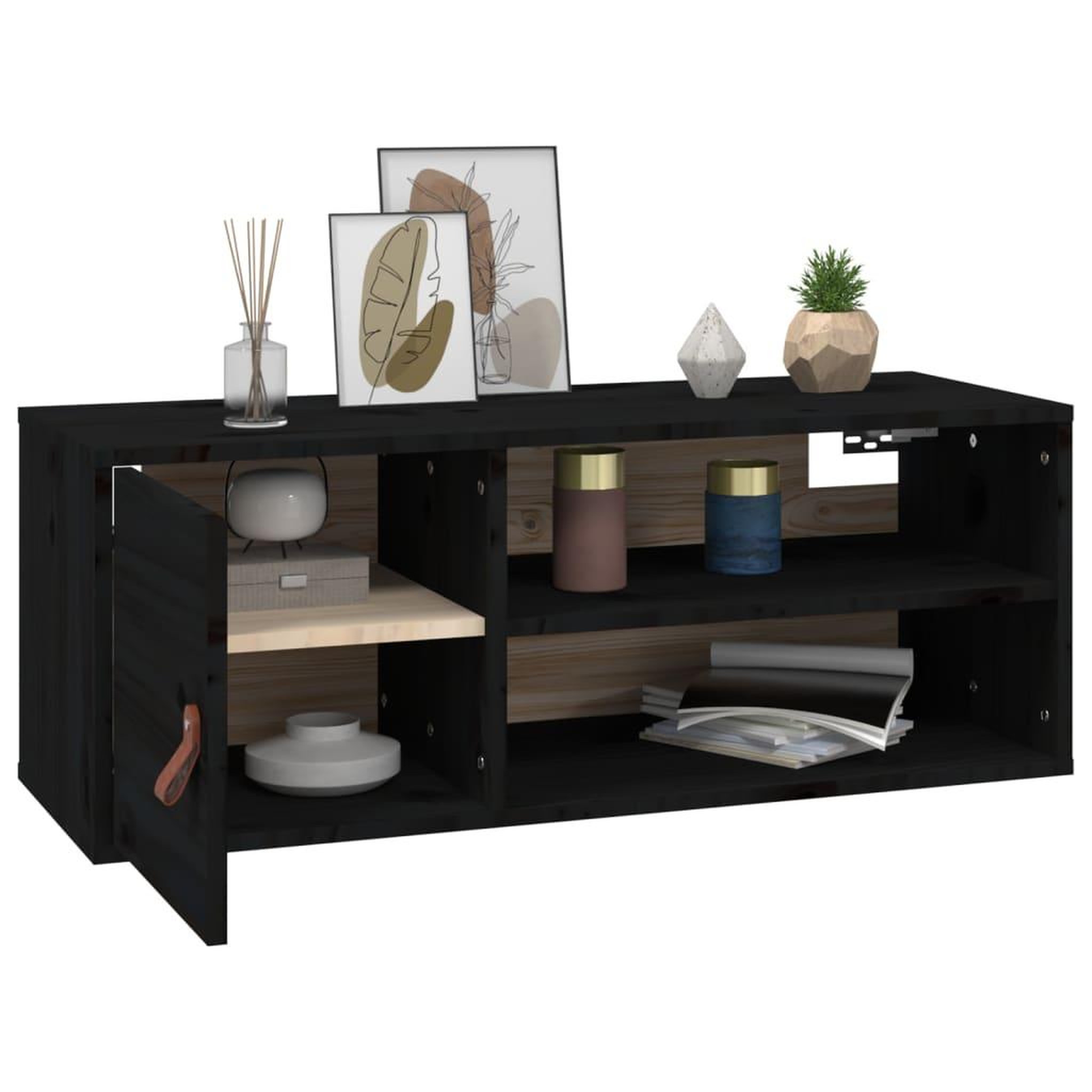 Voir la diapositive 5 : VIDAXL Armoire murale Noir 80x30x30 cm Bois de pin massif