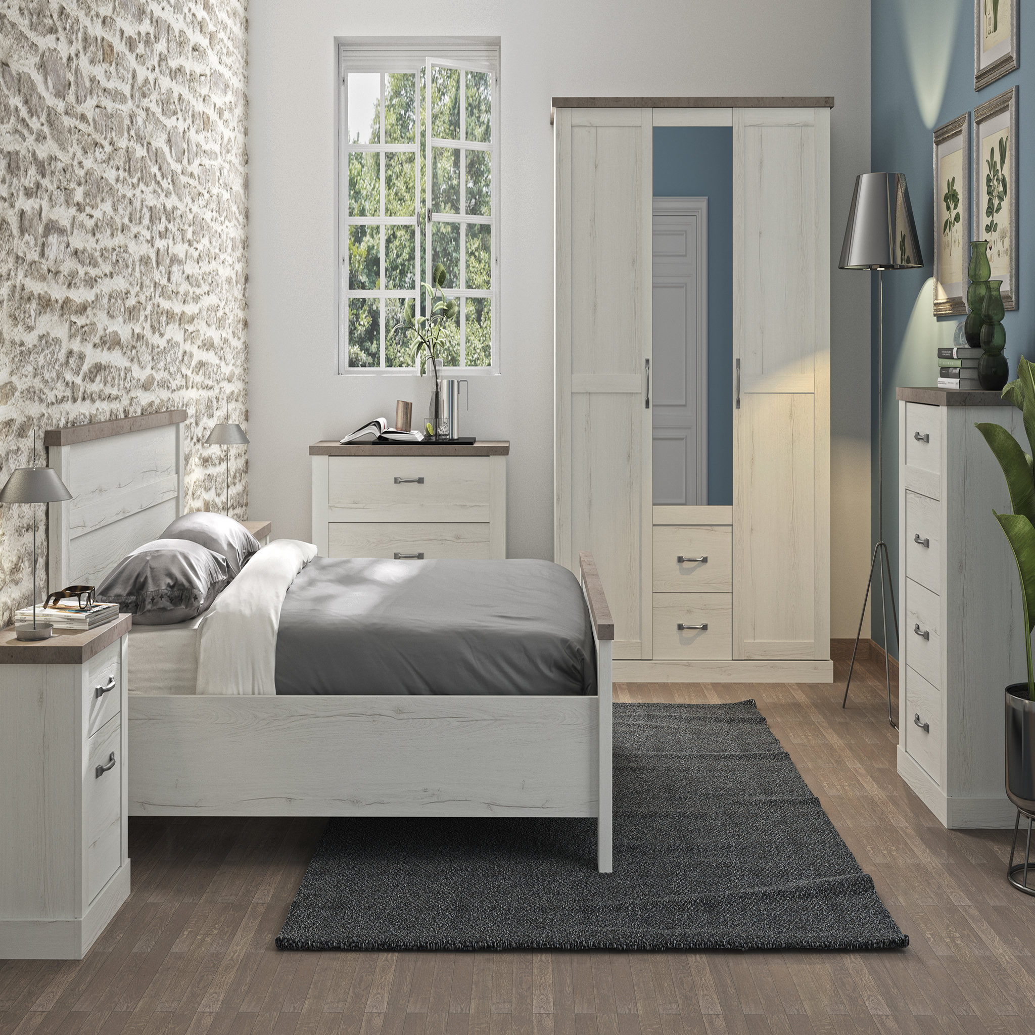 Voir la diapositive 3 : GAMI Chevet 1 tiroir 1 porte L52xH61xP36cm GENEVE