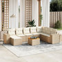 Voir la diapositive 1 : VIDAXL Salon de jardin avec coussins 9 pcs beige resine tressee