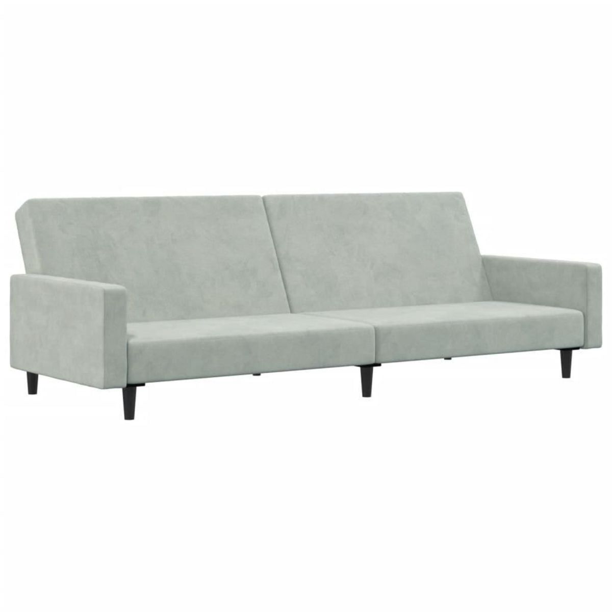 VIDAXL Canape-lit a 2 places avec repose-pied gris clair velours