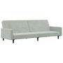 Voir la diapositive 4 : VIDAXL Canape-lit a 2 places avec repose-pied gris clair velours