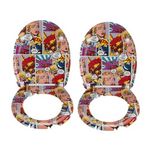 TOILINUX 2 x Abattant WC Pop-Art - Multicouleur