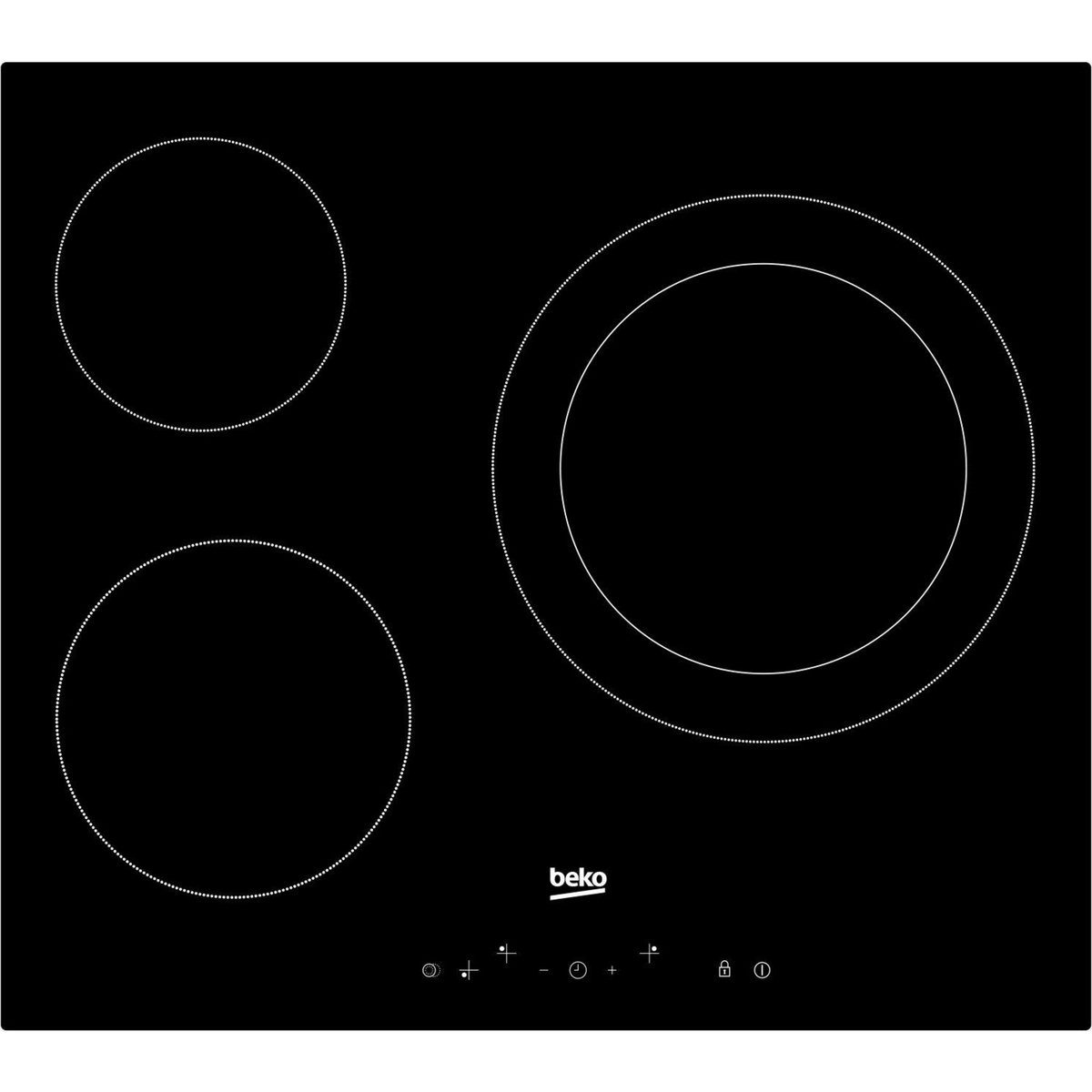 Beko Table de cuisson vitrocéramique 60cm 3 feux 5700w noir - hic63402t