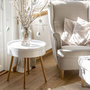 Voir la diapositive 2 : Wenko Table d'appoint ronde avec couvercle en MDF et Bambou - Blanc et Beige