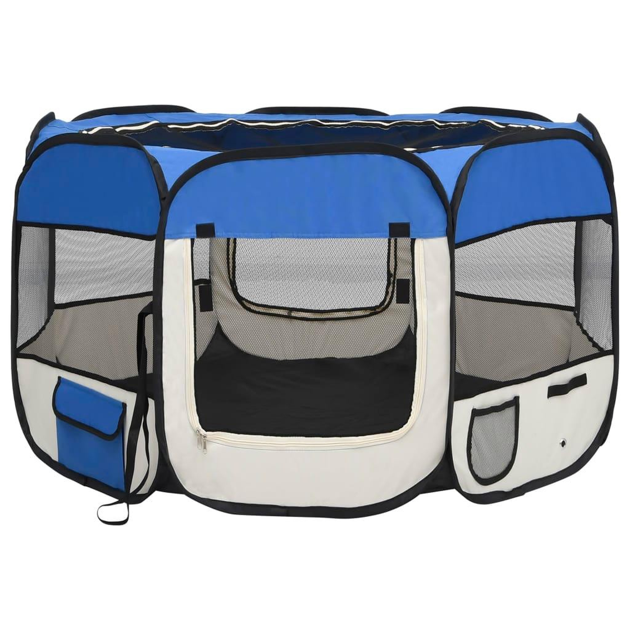Voir la diapositive 2 : VIDAXL Parc pliable pour chien avec sac de transport Bleu 110x110x58cm