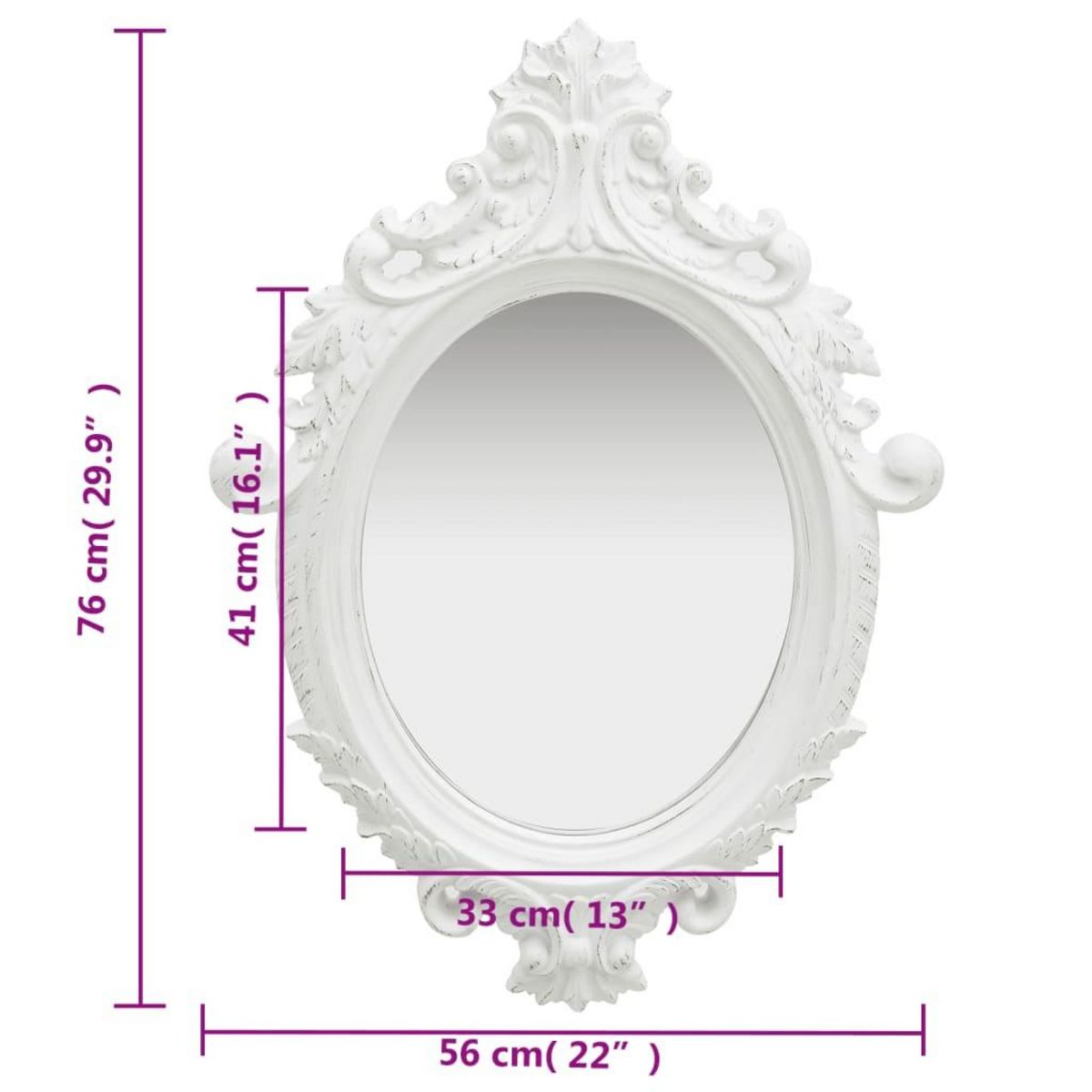 VIDAXL Miroir mural style chateau 56x76 cm Blanc