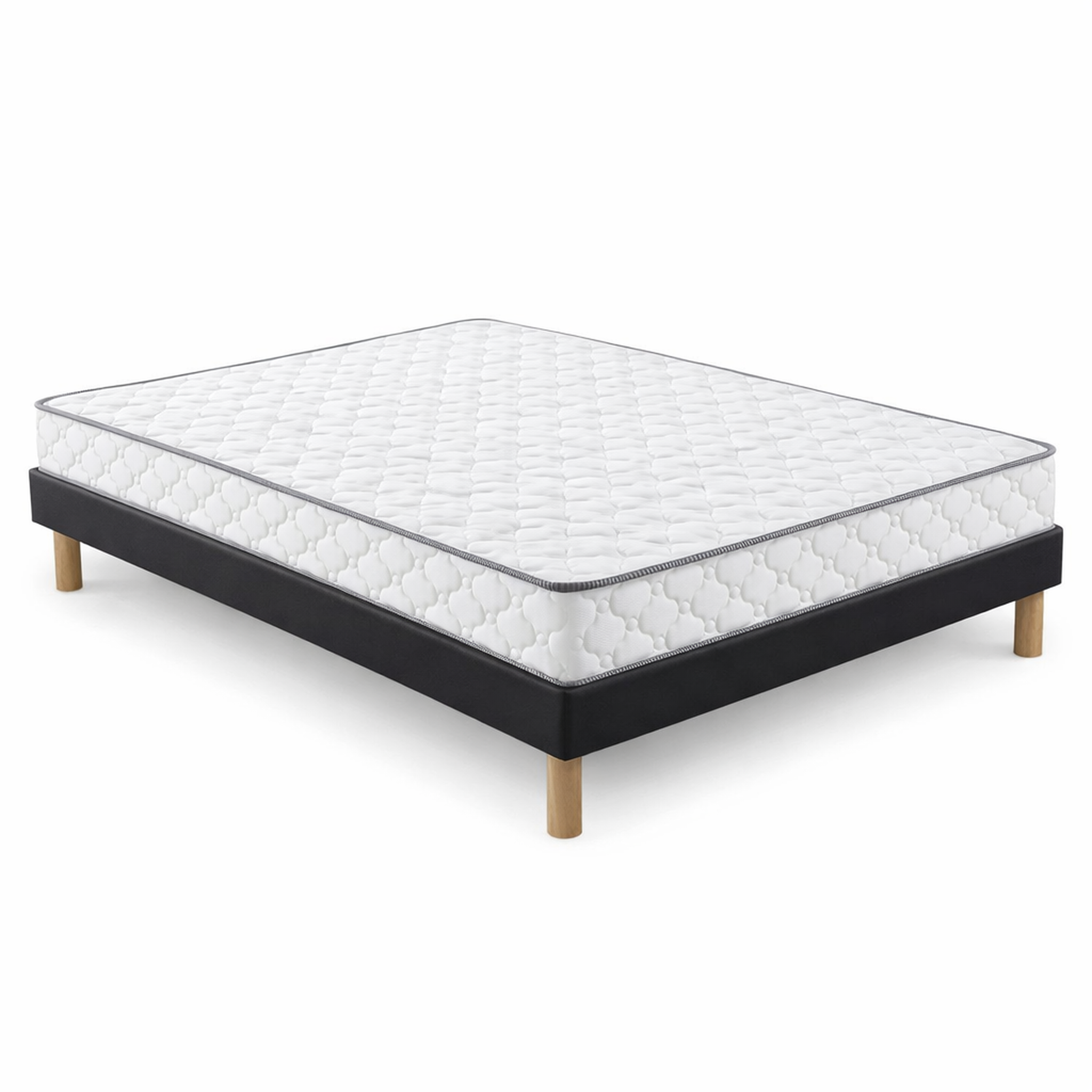 Voir la diapositive 2 : KING OF DREAMS Ensemble Sommier Tapissier et Matelas Soutien Très Ferme
