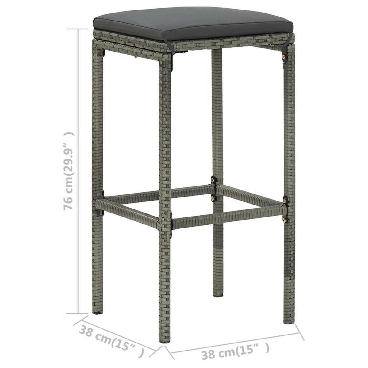 VIDAXL Ensemble de bar de jardin avec coussins 5 pcs Gris