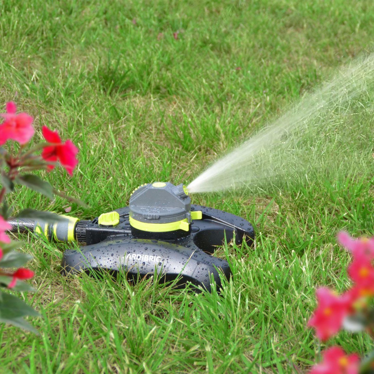 Jardibric Arroseur contour à turbine 2 jets avec vanne réglage