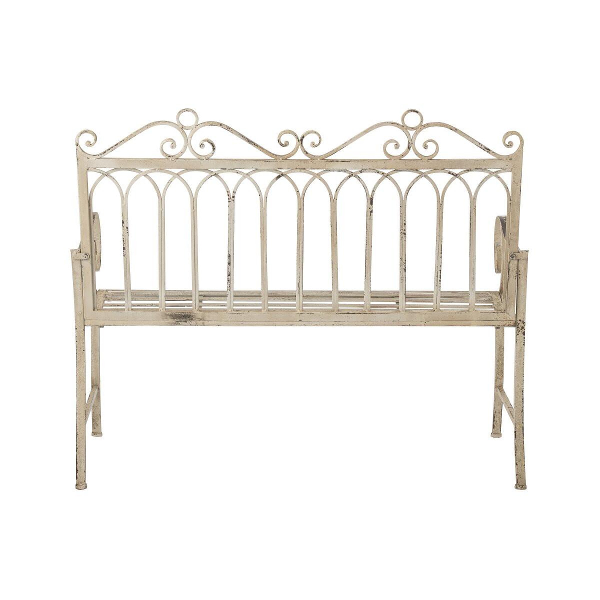 Voir la diapositive 4 : J-LINE Banc de Jardin en Métal  Fabien  123cm Blanc Cassé