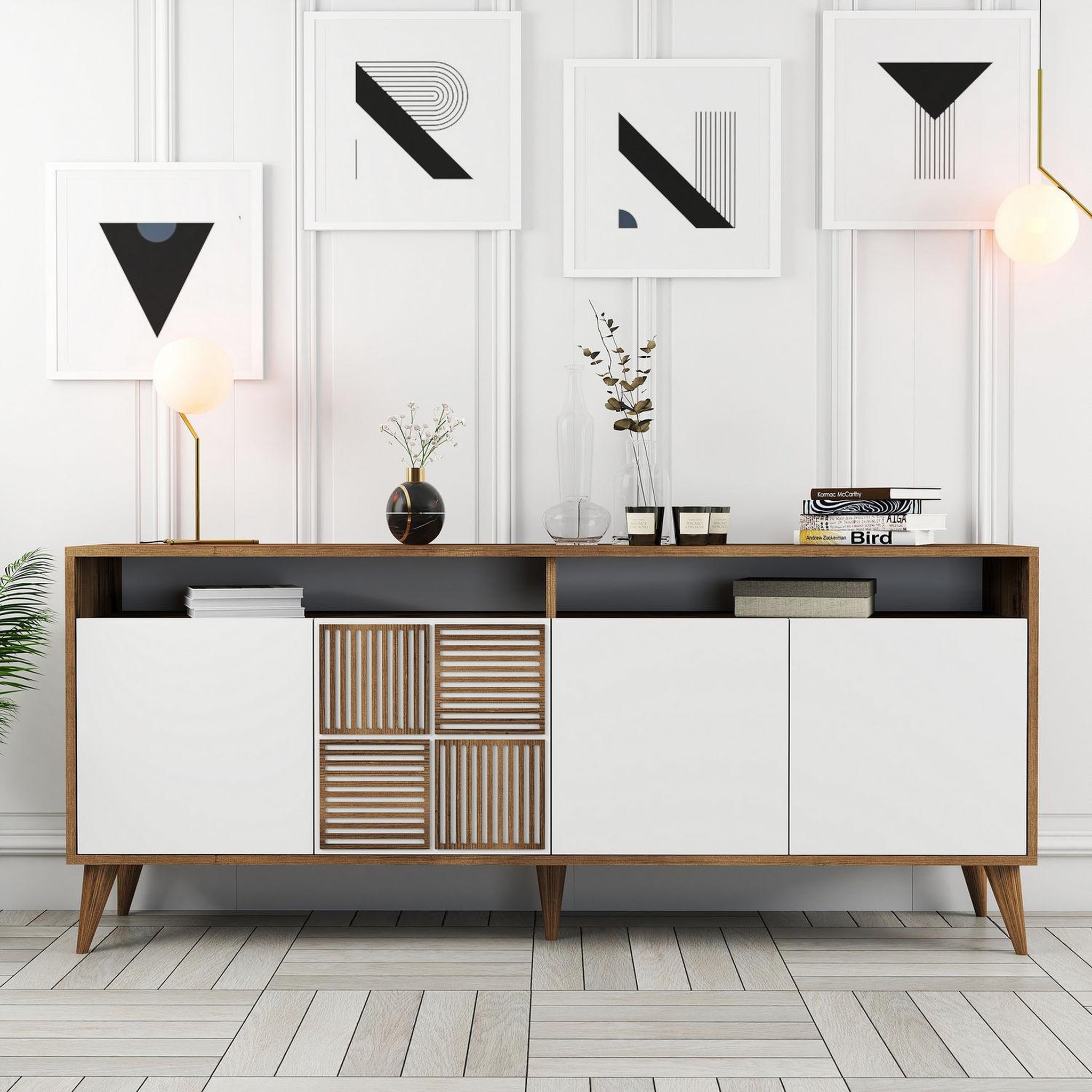Voir la diapositive 2 : Habitat et Jardin Buffet en bois  Milan  - 180 x 35 x 78 cm - Blanc