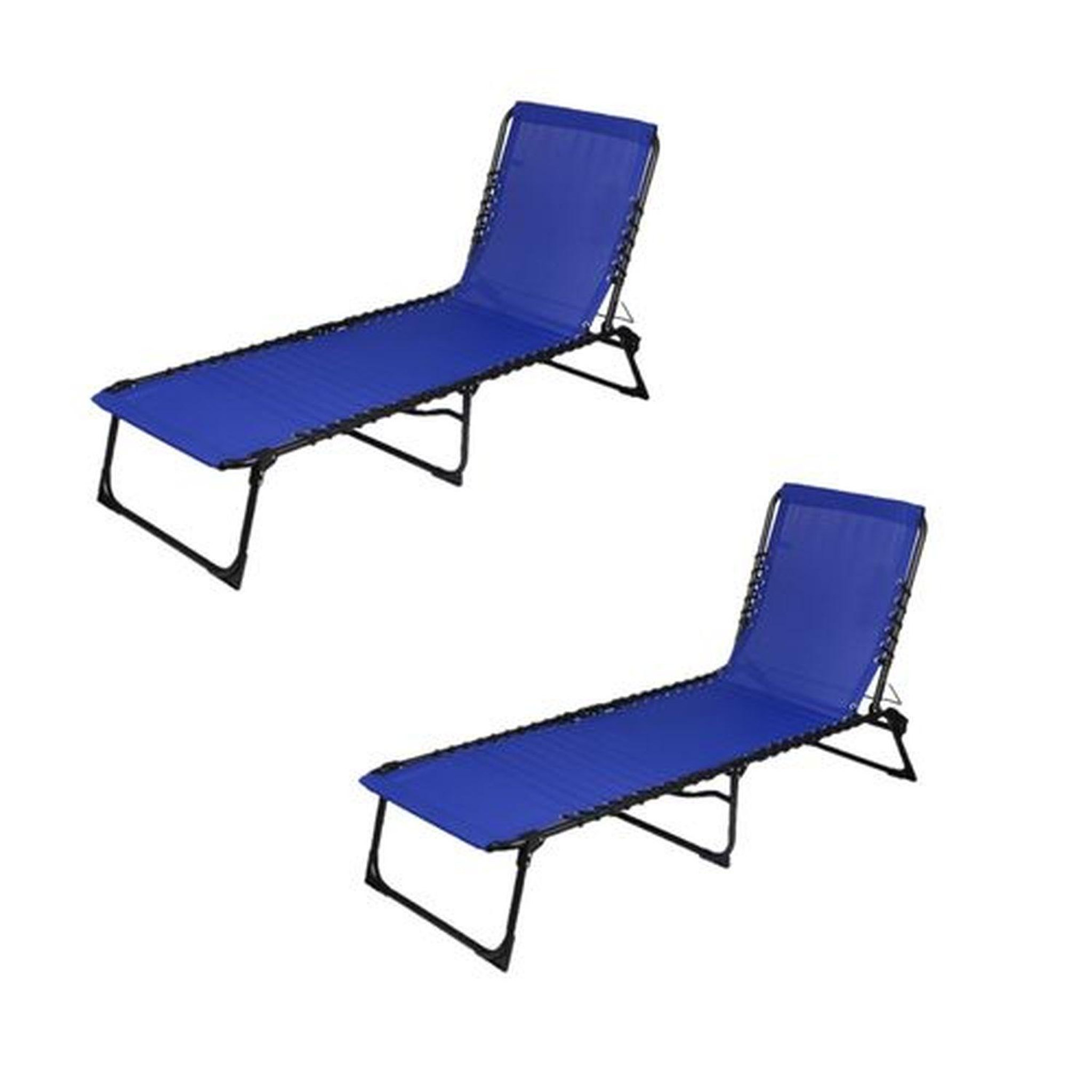 TOILINUX Lot de 2 bains de soleil - bleu