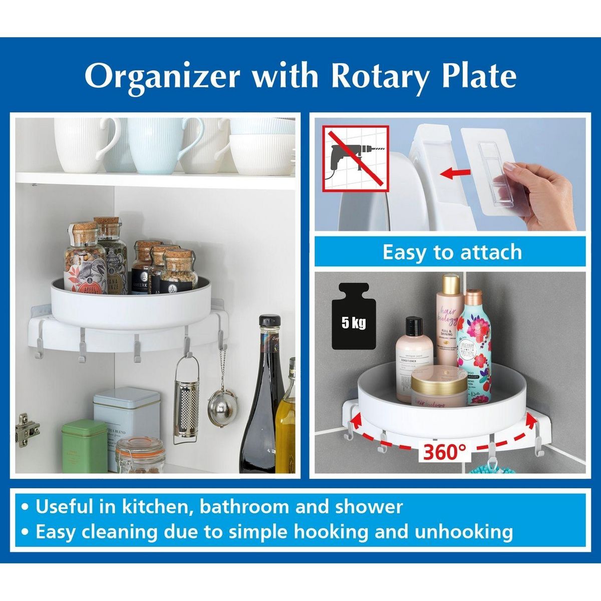 Wenko Organiseur avec plateau tournant - Blanc