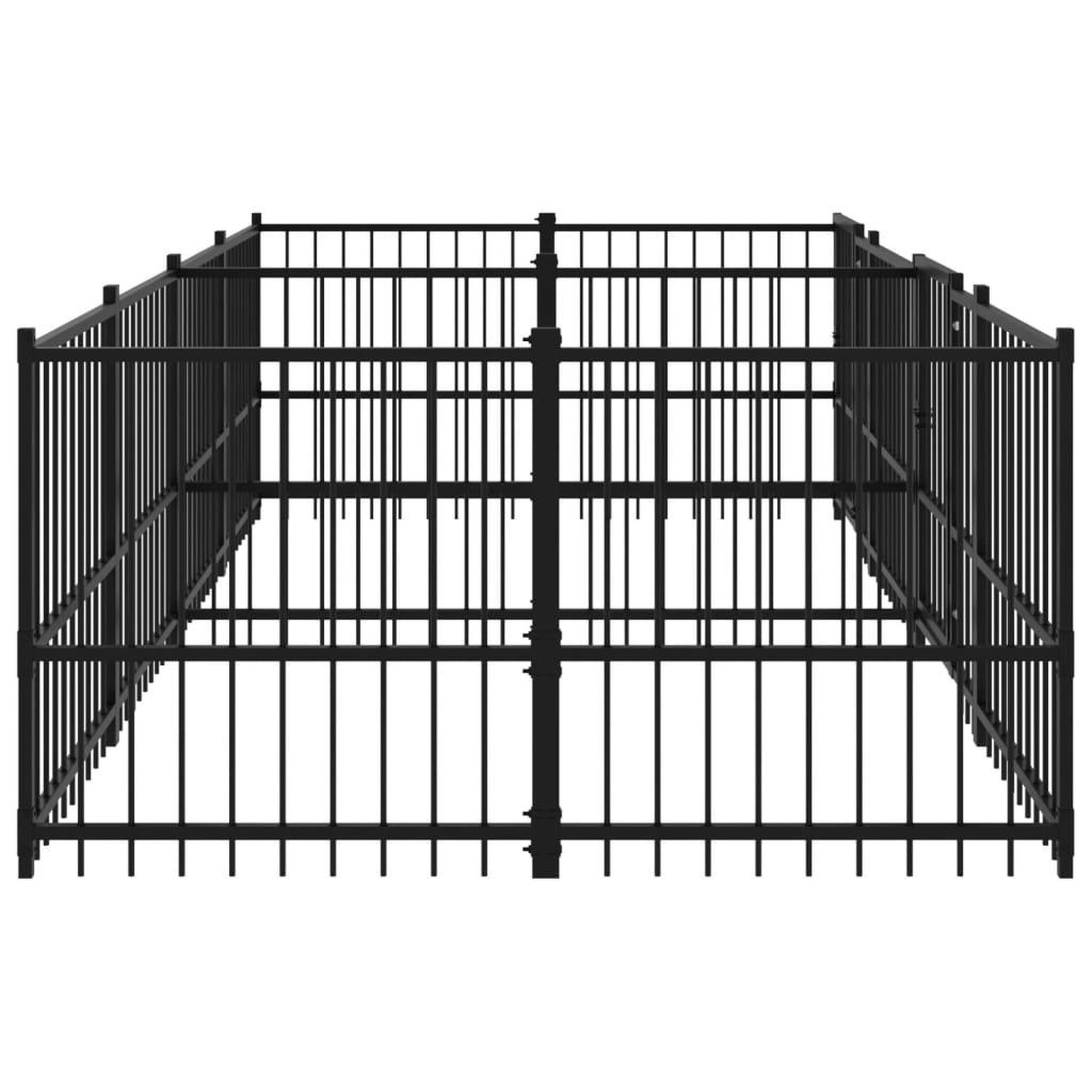Voir la diapositive 4 : VIDAXL Chenil d'exterieur pour chiens Acier 7,51 m²