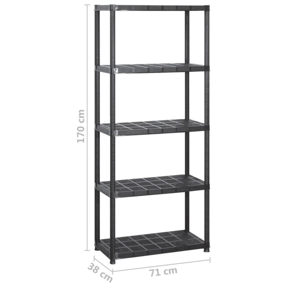 VIDAXL Etagere de rangement a 5 niveaux Noir 142x38x170 cm Plastique
