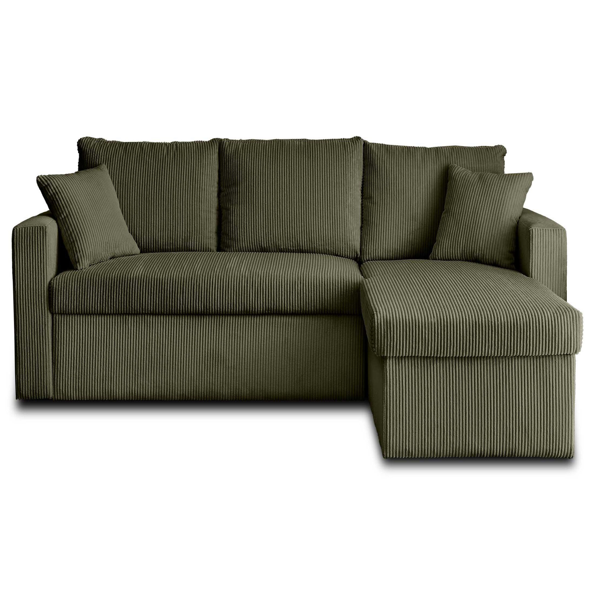 Voir la diapositive 1 : BEST MOBILIER Cyrus - canapé d'angle réversible 4 places - convertible avec coffre - en velours côtelé