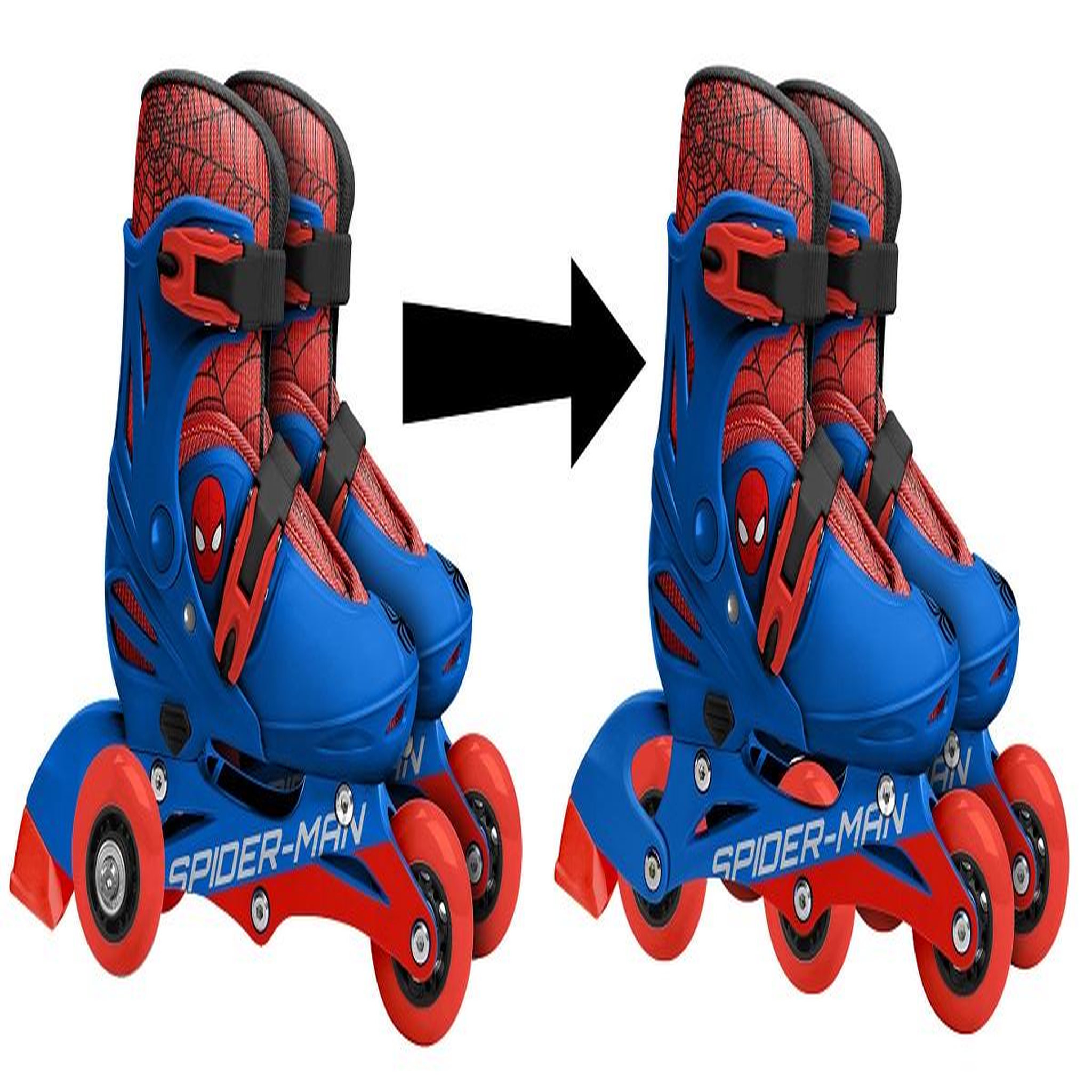 Voir la diapositive 2 : SPIDERMAN Patins en ligne 2en1 ajustables 3 roues SPIDERMAN taille 27 à 30