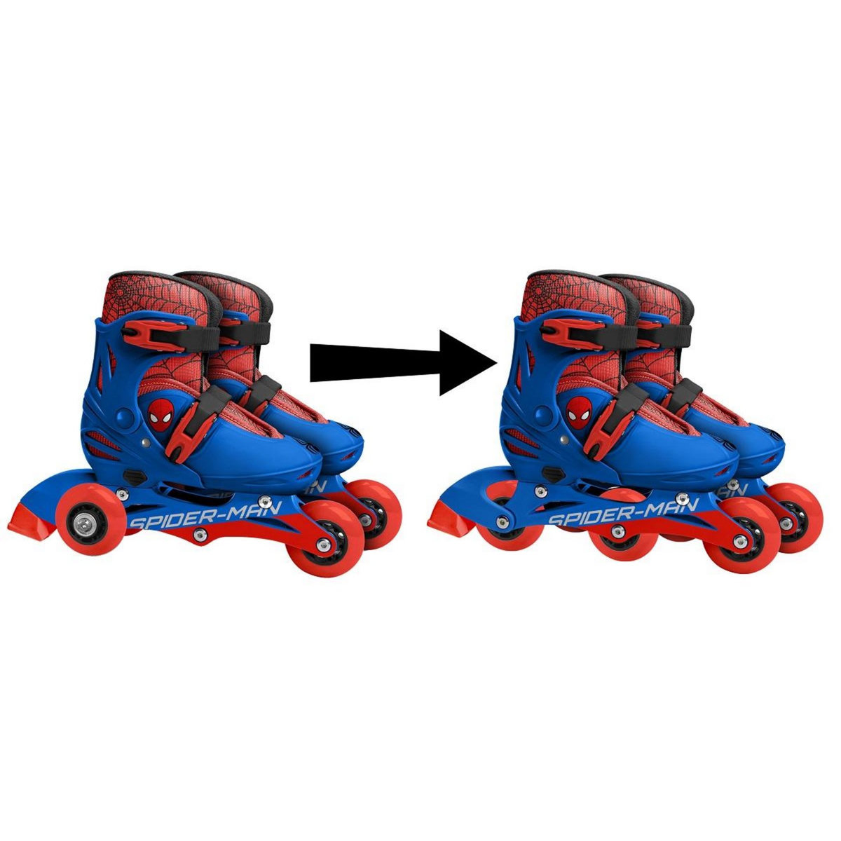 SPIDERMAN Patins en ligne 2en1 ajustables 3 roues SPIDERMAN taille 27 à 30
