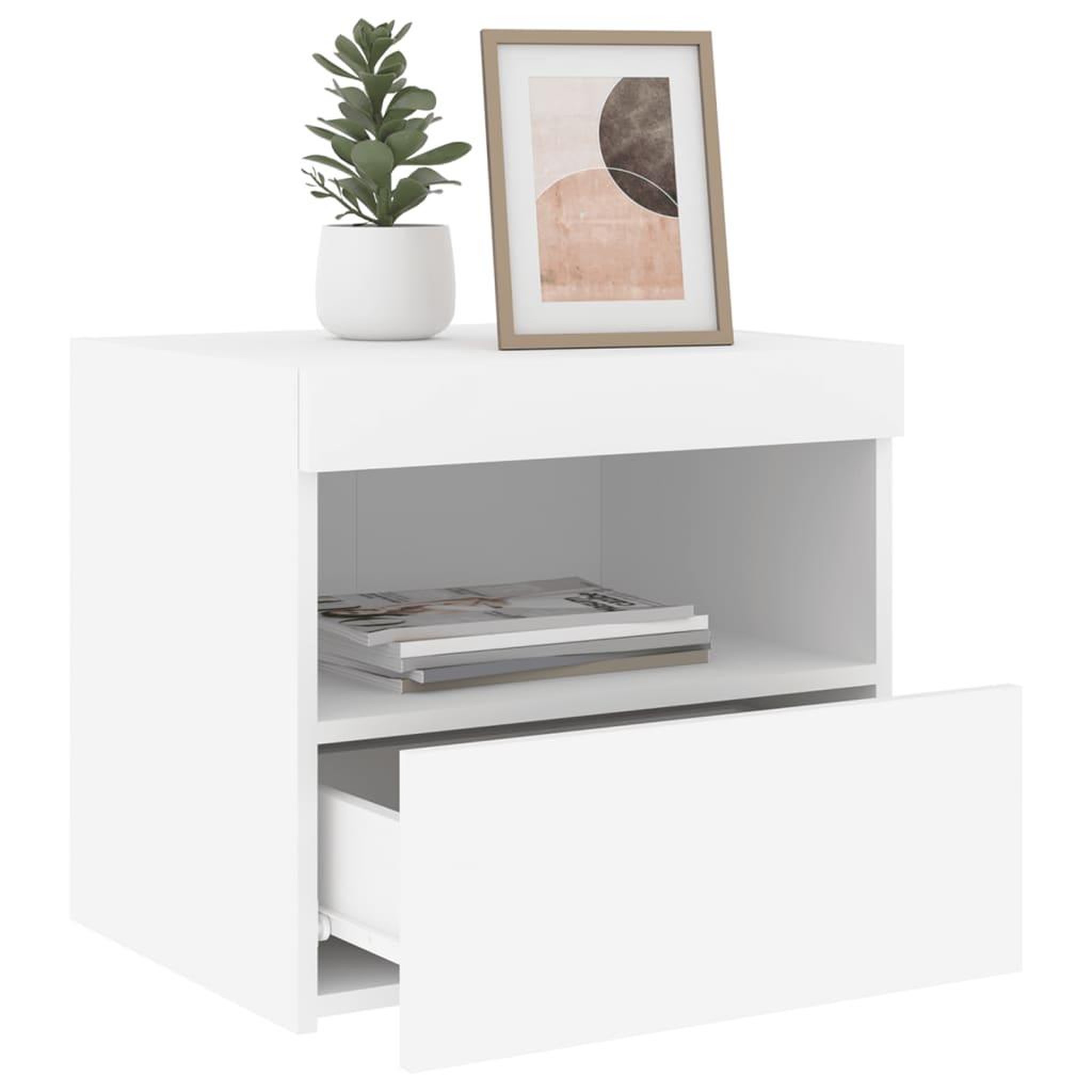 Voir la diapositive 5 : VIDAXL Table de chevet avec lumieres LED blanc 50x40x45 cm