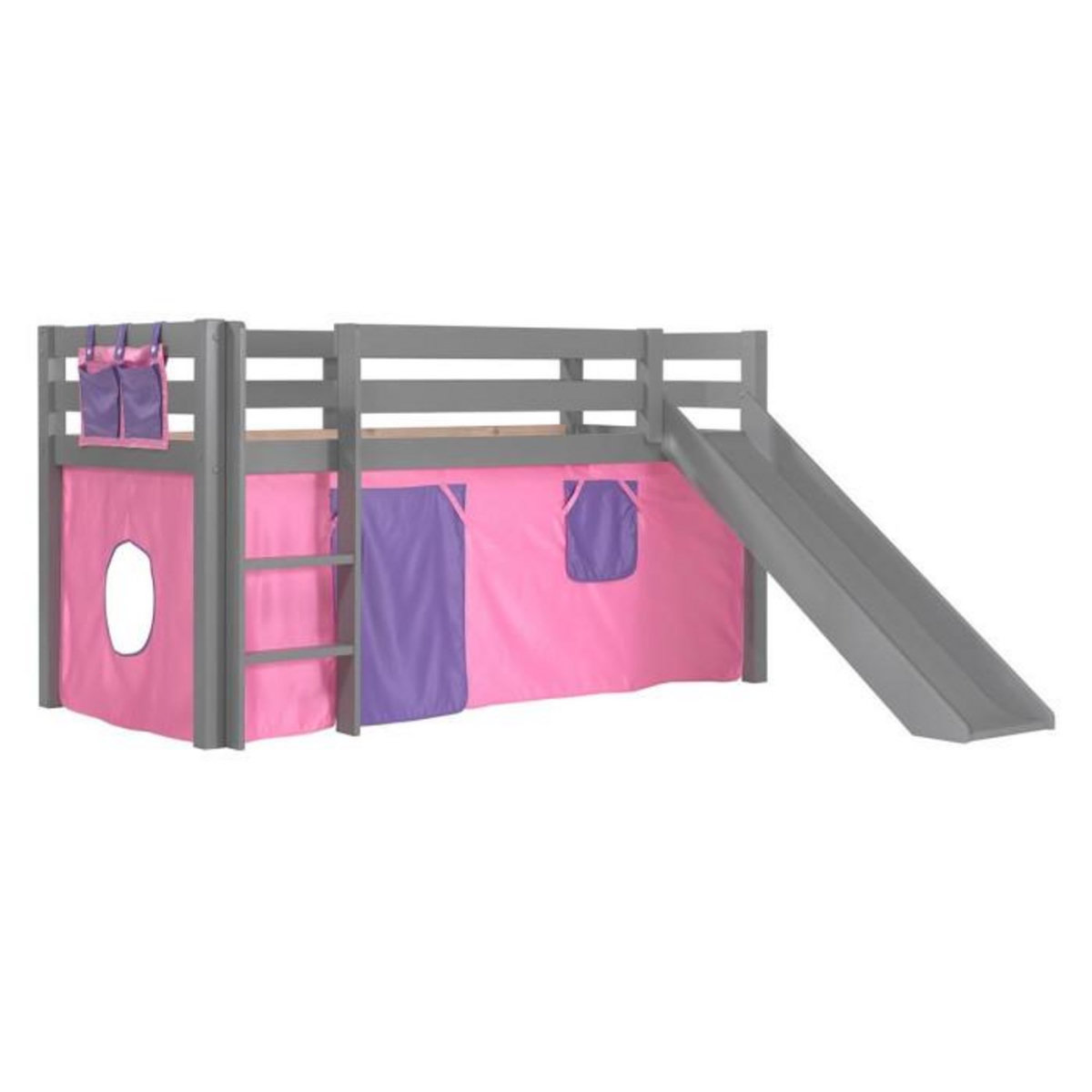 Paris Prix Pack - Lit Enfant Toboggan & Tente  Pino Rose  Gris