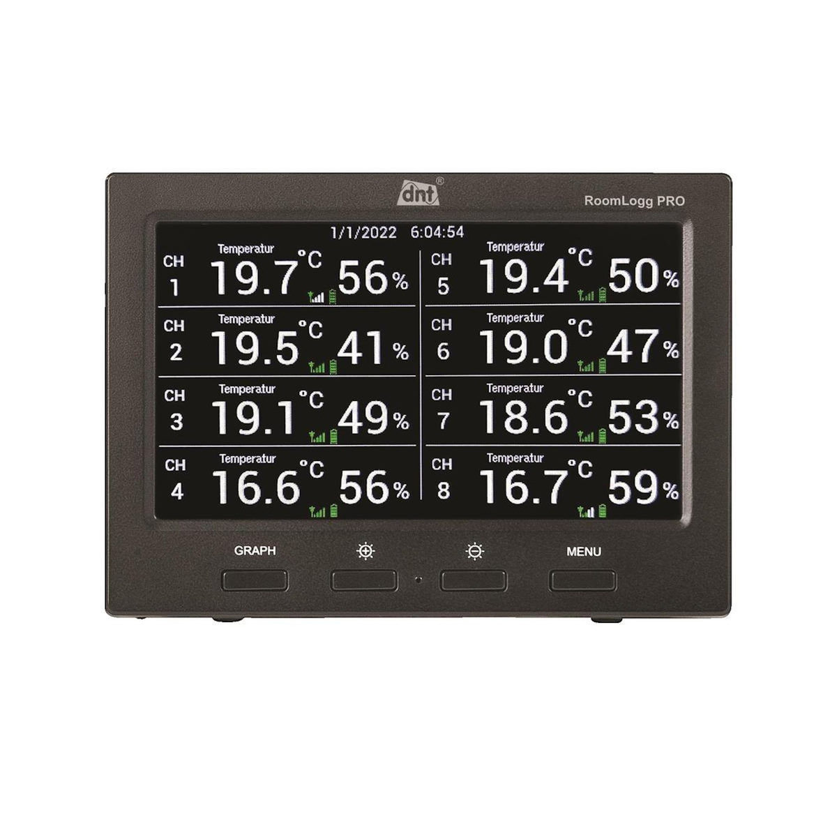 DTM Station climatique dnt RoomLogg PRO sans fil avec 5 capteurs thermo-hygrométriques