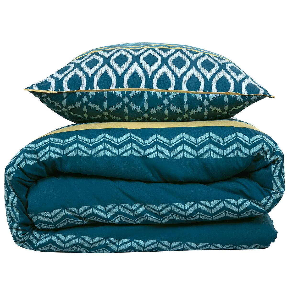 FUTURE HOME Parure de lit double ethnique en microfibre lavée