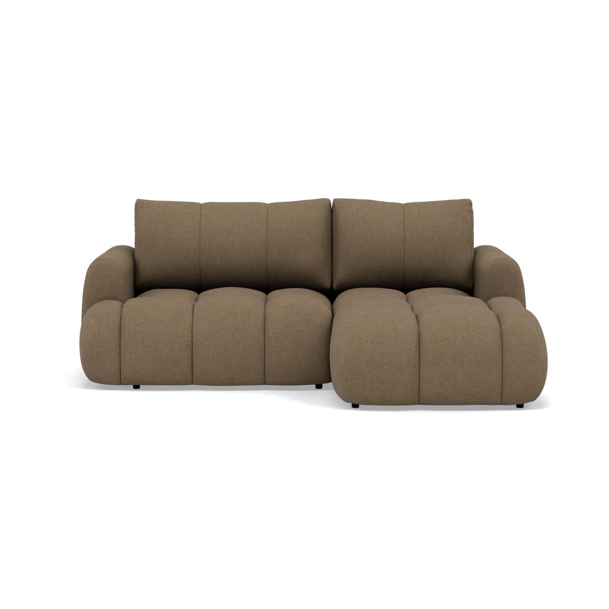 BEST MOBILIER Yulin - canapé d'angle droit 4 places convertible avec coffre en tissu bouclette