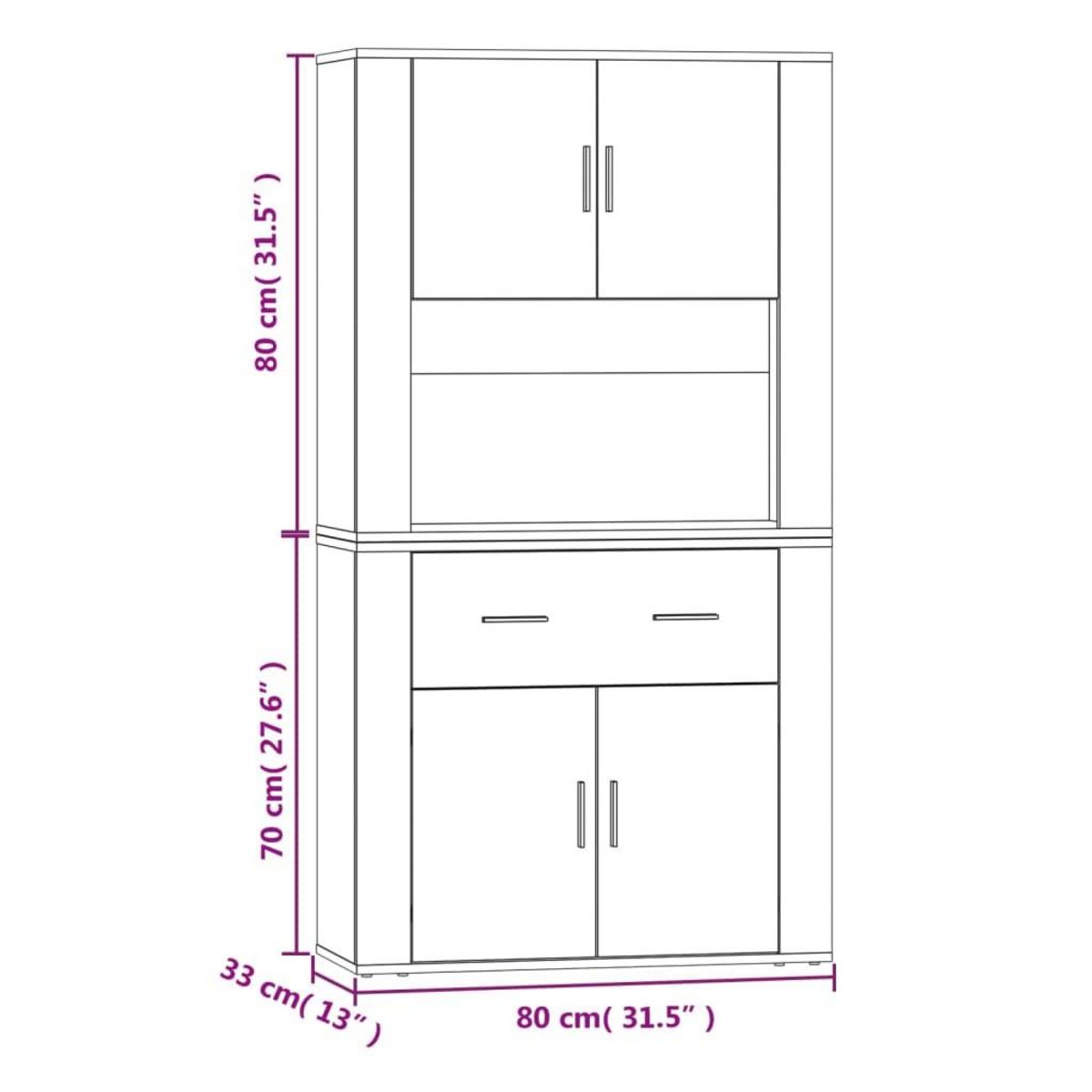 VIDAXL Buffet haut Blanc Bois d'ingenierie