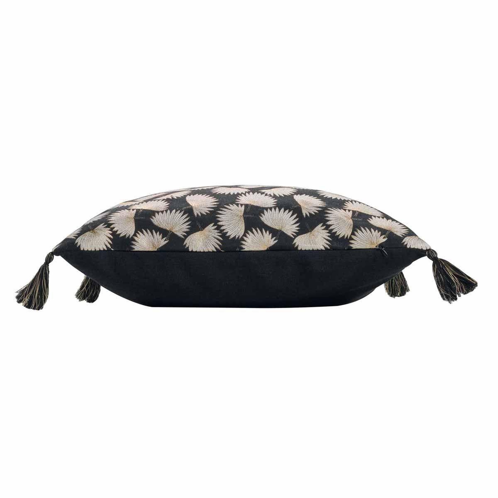Voir la diapositive 2 : Douceur d'Intérieur Coussin déco à pompons  tosane  45x45cm noir