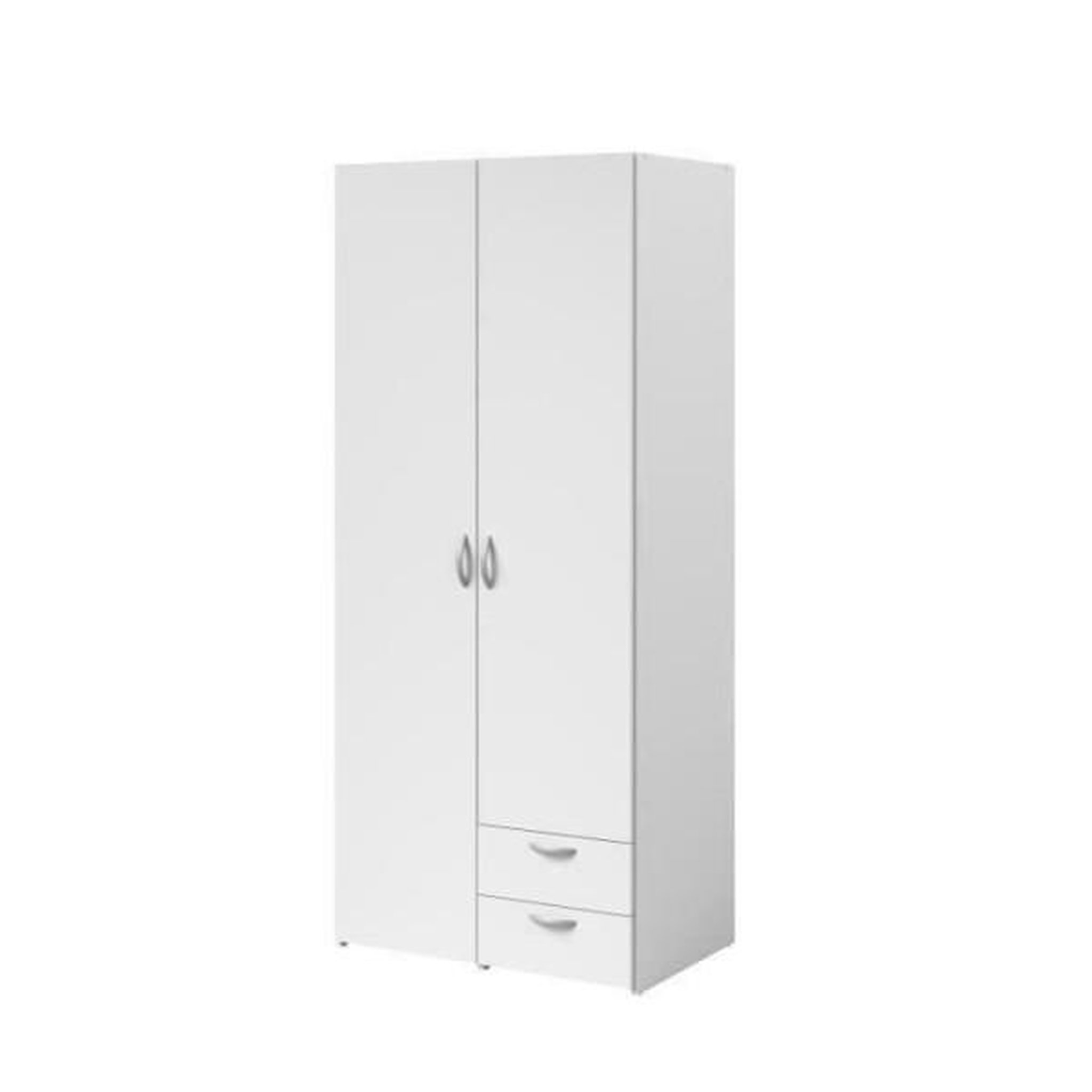 PARISOT Armoire VARIA - Décor blanc - 2 portes battantes + 2 tiroirs - L 81 cm x H 185 x P 51 cm - PARISOT