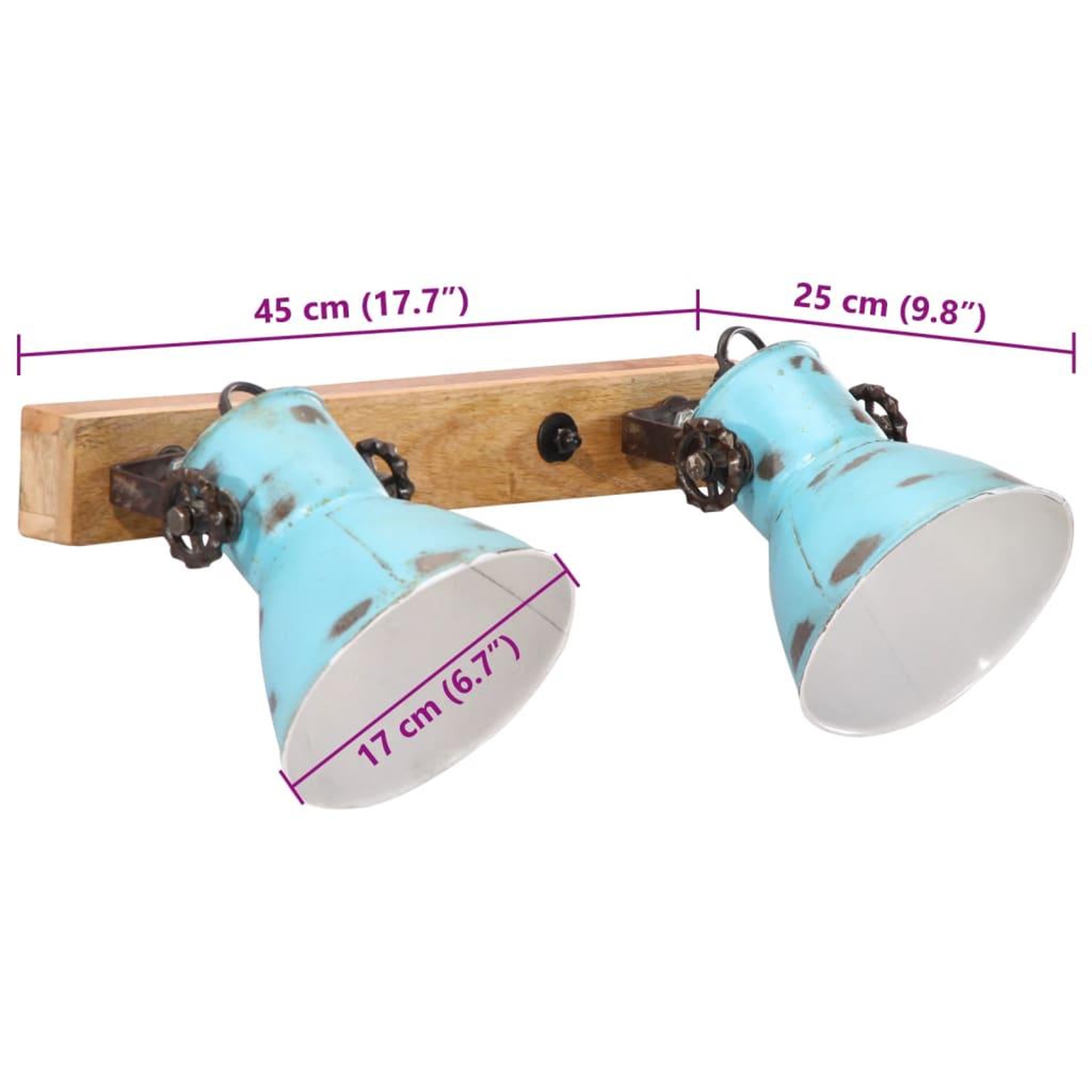 Voir la diapositive 6 : VIDAXL Lampe murale 25 W bleu delave 45x25 cm E27