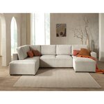 LISA DESIGN Livy - canapé panoramique convertible - avec coffre - en velours côtelé - 7 places - gauche. Coloris disponibles : Bleu