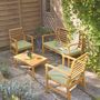 Voir la diapositive 2 : SWEEEK Salon de jardin CHLOE en bois d'acacia 4 places, avec coussins en polyester, un canapé, une table, deux fauteuils