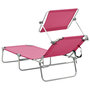 Voir la diapositive 5 : VIDAXL Chaise longue pliable avec auvent Rose Aluminium