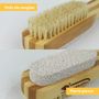 Voir la diapositive 3 : VIVEZEN Brosse à ongles et pierre ponce 17,5 cm double face en bambou et poils de sanglier